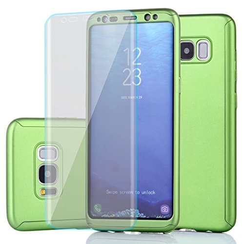 Samsung Galaxy S8 Case,Full Body Protection Ultra-Thin Hard PC Case With A Soft HD Screen Protector 360 All Round Anti Scratch Removable Hybrid Cover For Galaxy S8 (Green)