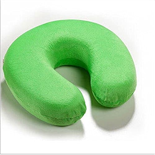 Classic U-Shape Memory Foam Pillow Soft Comfort Neck Support Car Home Nursing Cushion 11" x 11" Green