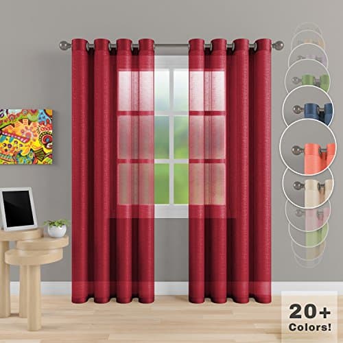 Grommet Semi Sheer Luxury 2 Panels Total Width 108” (Each Curtain 54”W x 108”L) Window Home Decor and Upscale Design Light Penetrating & Privacy Soft Durable Polyester Easy Upkeep (Merlot)