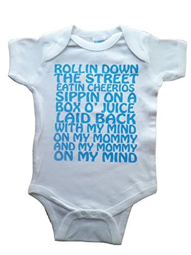 U.S. Custom Ink Rollin' Down The Street Light Blue Graphic White Baby Bodysuit (12 Months)