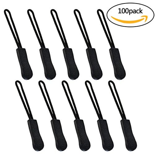 Zipper Pulls-Tojwi 100pcs Black Nylon Cord Zipper Pulls Fits/Zipper Fixer with Non-slip Gripper