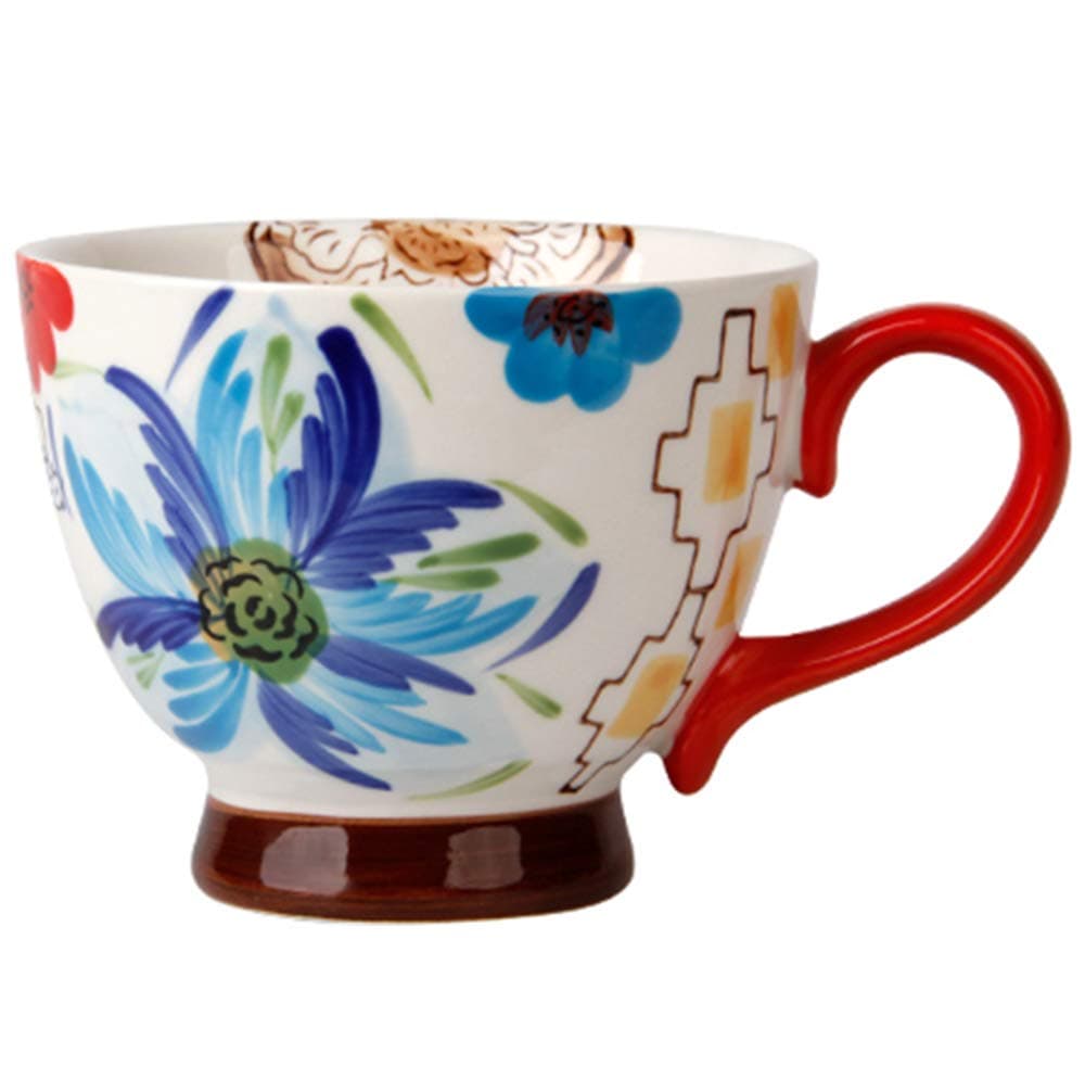 TEADAW Flower Sprite Hand Made Coffee Ceramic Mug (Red)
