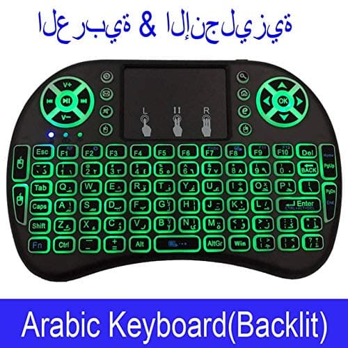 FFDDZJJ 7 color backlit i8 Mini Wireless Keyboard 2.4ghz English Russian 3 colour Air Mouse with Touchpad Remote Control Android TV Box Use AAA Battery Arabic Backlit