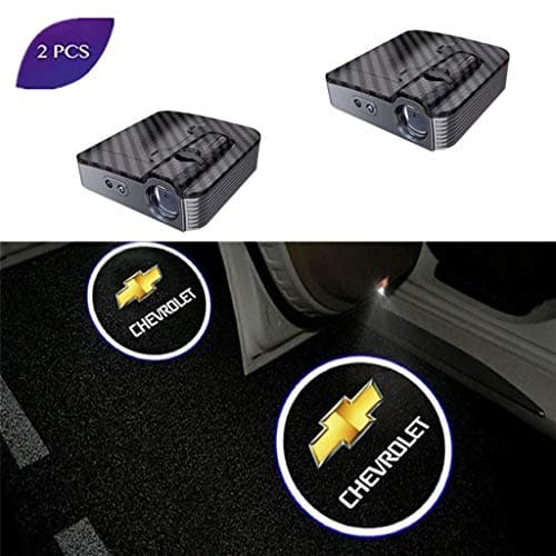Car Door Logo Light, 2 Pack LED Car Projector Logo Spirit Shadow Light Door Lighting Welcome Lamp Wireless Laser Projector Logo Light, Compatible for Chevrole