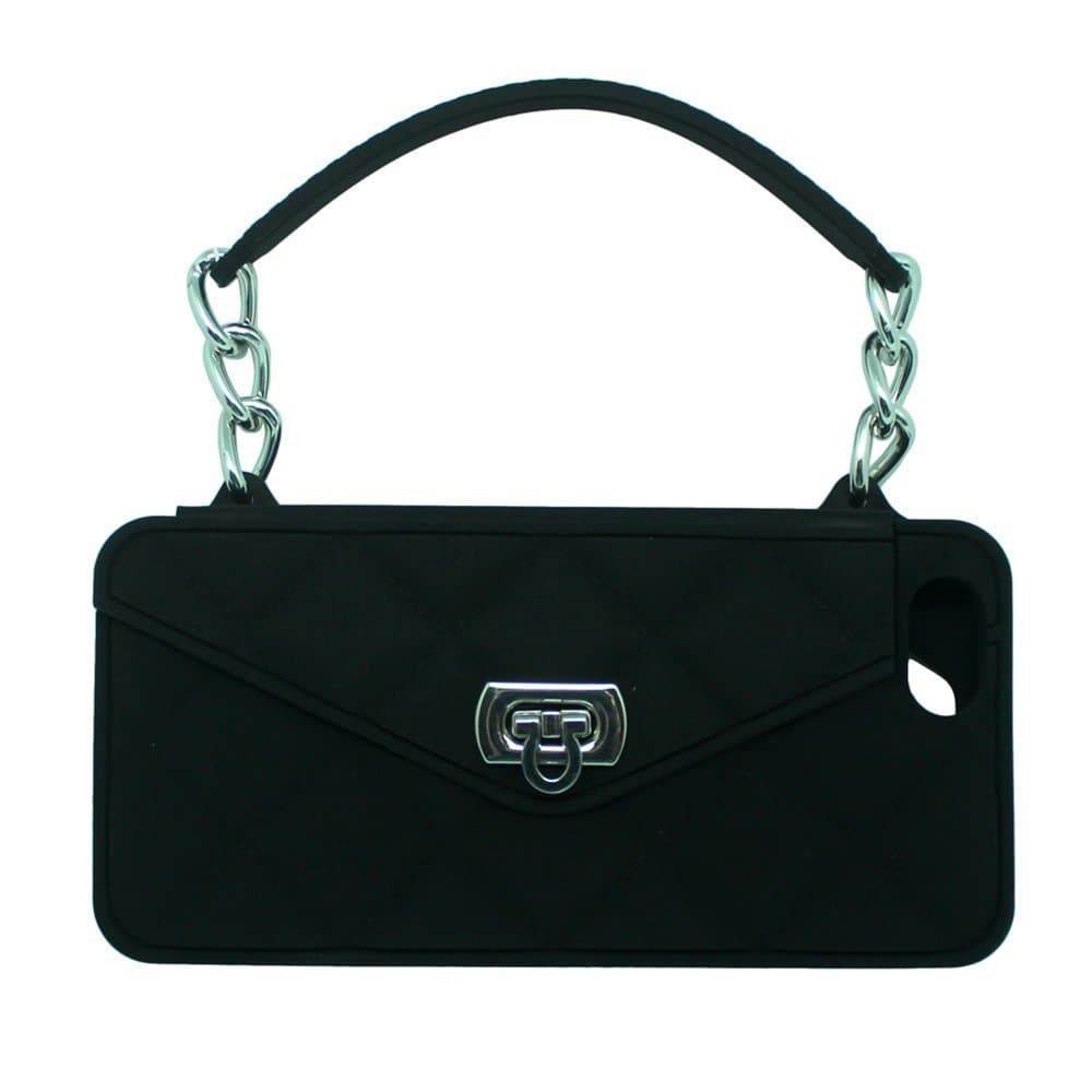 NEW iPhone 7 Plus Case Purse Case fits 5.5 inch iPhone pursecase Smartphone Case Wristlet Clutch Crossbody Chain with Wallet Purse Case Bundle as seen on Shark Tank Cute iPhone 7 Case (Black & Silver)