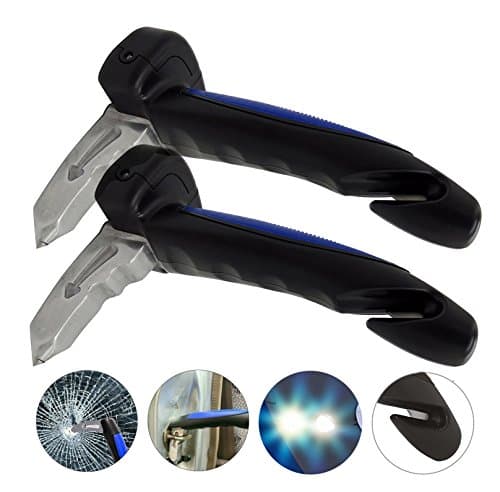 2-Pack Car Handle Automotive Standing Aid Car Assist Cane Vehicle Emergency Escape Tools with 3-in-1 Built in Flash Light + Window Breaker + Seat Belt Cutter