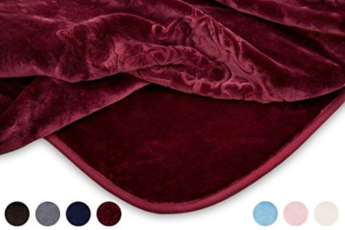 VIVALON Embossed Solid Color Ultra Silky Soft Heavy Duty Quality Korean Mink Reversbile Blanket 9 lbs King Size Zinfandel