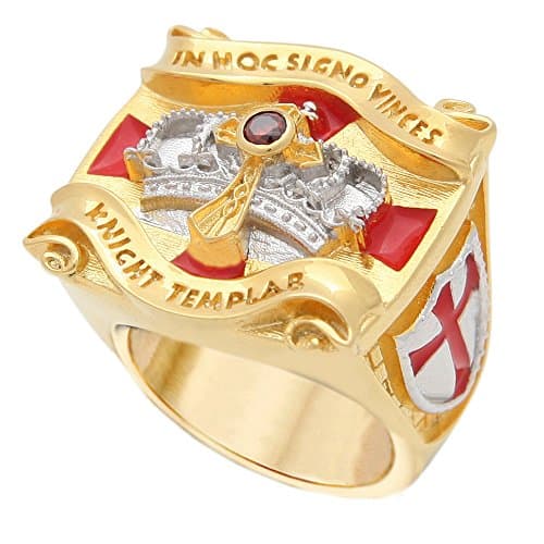 Knight Templar Masonic Ring 18k White and Yellow Gold Pld Cross & Crown 45 Gr Unique Handcrafted Design Man Size BR-1 (13)