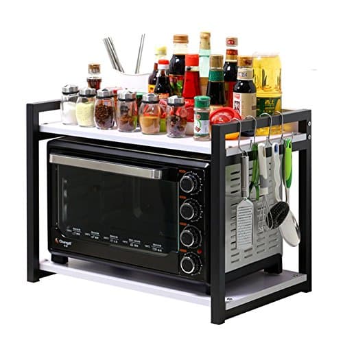 FLY Microwave Oven Rack, Wooden Kitchen Storage Rack, Home Pot Organizer, 2 Layers, 4 Colors (color : White, Size : 60x40x47cm)