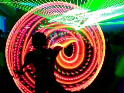 21 LED Hulahoop hula hoop "Fire Peach" 34" OD, 5/8" PolyPro tubing, 7oz w/ Charger and rechargeable battery