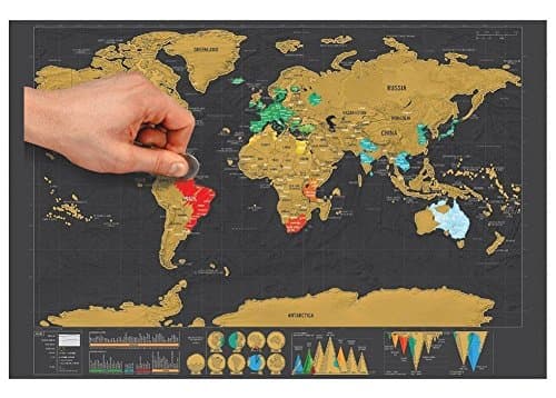 Deluxe World Travel Adventure Map with Precision Scratch Off Pen (Black)