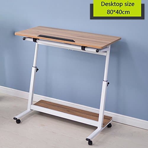 Laptop table ERRU Height Adjustable Standing Bedside Movable Household Lazy Learning Desk(Color Optional,80 * 40 * 60~85cm) Notebook computer tables (Color : Oak color)