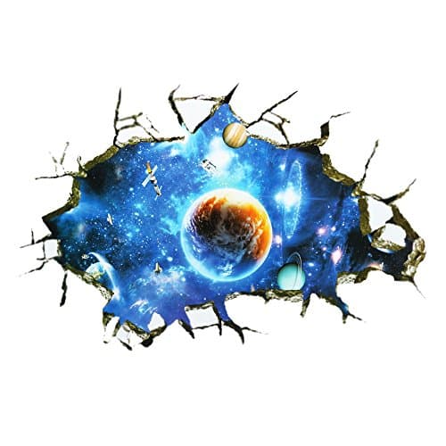 3D Outer Space Wallpaper Stickers Home Decor Mural Art Removable Galaxy Living Room Wall Decals