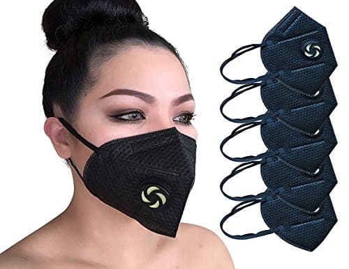 N95 Dust Pollution Mask - (5-Pack) 5-Layer Filtration and Protection | Protect Against Germs, Dust, Allergens, Particles | Home, Commercial Use | w/Valve Men, Women, Kids