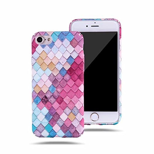 Lovely Blue Mermaid Fish Scale Hard PC Protective Back Cover Case For iphone 6 6s 7 Plus 8 8 plus