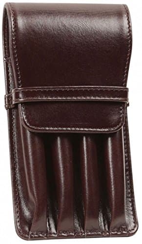 Aston Leather Quadruple Pen Case Brown