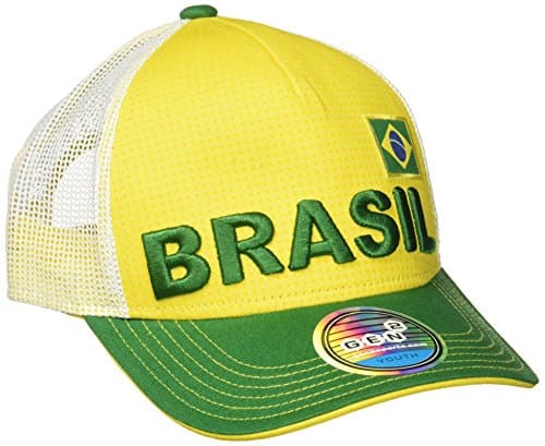 World Cup Soccer Brazil Boys Jersey Hook Flag Snapback with Adjustable Snap Closure, Yellow, One Size