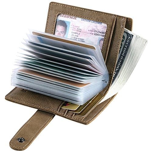 RFID Blocking Leather Business Card Holder for men 20 Credit Card Slots Vintage