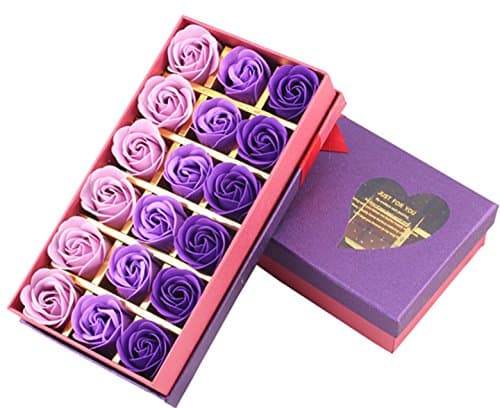 18 Bath Soap Rose Flower, SPANE Flora Scented Flower Set, Plant Essential Oil Soap, Gift for Valentine's Day / Mother's Day (purple)