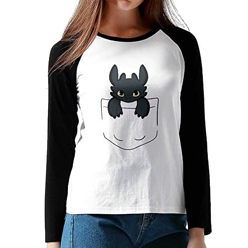 Pocket Dragon Toothless Black Athletic Raglan T-Shirt