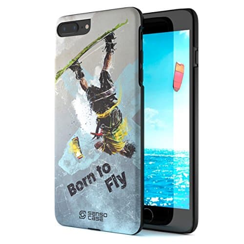 iPhone 7/8 Plus Case, Born For Kiteboarding. Sensocase Premium Extreme Sports Unique Designer Tough Shell Thin Cover. Luxury, Anti-Fingerprint, Anti-Scratch Stylish Slim Protective Apple Phone Case.