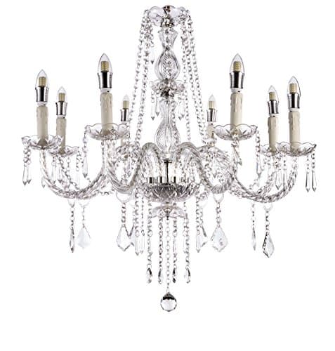 Top Lighting 8-Light Classic Style Chrome Finish Crystal Chandelier Pendant Hanging Ceiling Lighting W28"