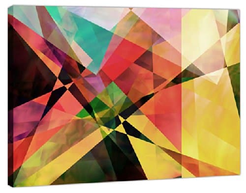 Canvas Art Picture - Geometric Paperlike Abstract Background + A1 Single Panel - Size 77cm x 52cm - Stapled onto Timber frames, ready to hang - Exclusive Art by Fluffy Cloud Design