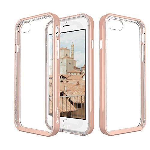 iPhone 7 - Sinabro Slim Bumper Case - Crystal clear poly carbonate (PC) back case - Hybrid TPU + PC (Rose Gold)