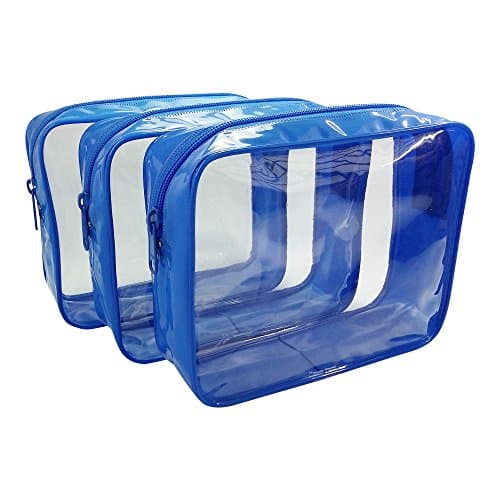 3-Pack Clear Cosmetic Bag - Diaper Bag Organizer Insert - Ocean Blue