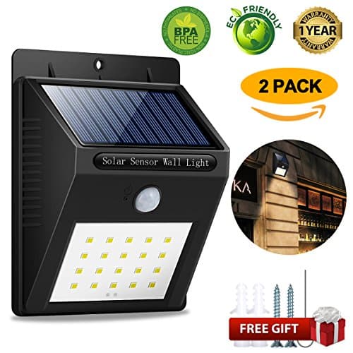 Solar Sensor Lights, Solar Led Lights 20 LED Solar Motion Sensor Lights Waterproof Motion Sensor Outdoor Solar Lights for Deck, Fence, Steps ( 2 Pack)