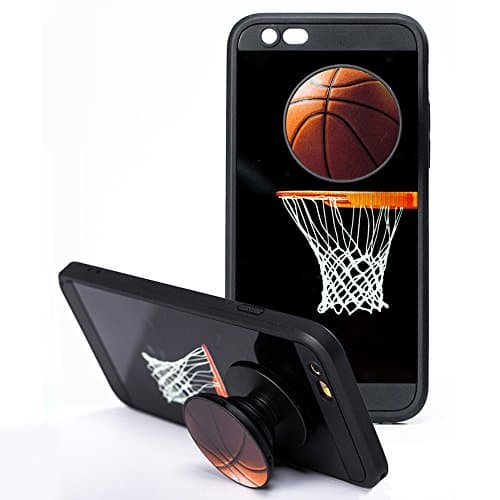iPhone 6s Plus Cases, iPhone 6 Plus Cases with Pop up Kickstand and Grip Cases Fashion Protective Covers Soft Bumper Silicone Shockproof Anti-Scratch Cover Cases for iPhone 6s Plus 5.5 Inch Basketball