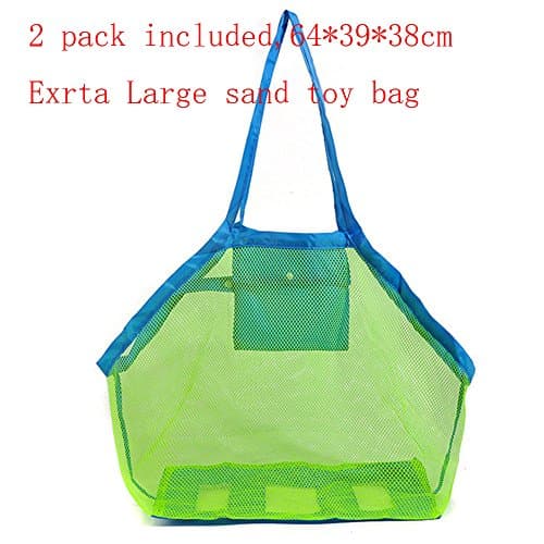 2 Pack Beach Mesh Tote Bag - Beach Toys/ Shell Bag Stay Away from Sand for the Beach, Pool, Boat - Perfect for Holding Childrens' Toys (Xl Size)
