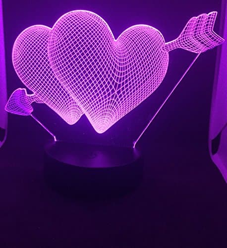 Valentine 3D illusion night light 2 HEARTs, 7 color changing