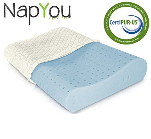NapYou Amazon Exclusive Contour Ventilated Cooling Gel Memory Foam Bed Pillow with AirCell Technology & Cool Washable Cover
