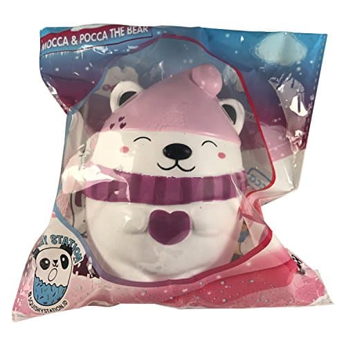 Pocca and Mocca SCENTED Polar Bear with Bonus Random Squishy from Jenna Lyn! (Pocca (White & Purple-Berry Scent))