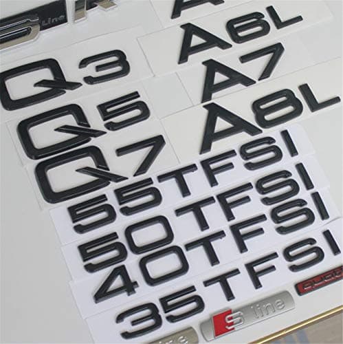 Glossy Gloss Black Rear Trunk Letters Badge Emblem Emblems A3 A4 A5 A6 A7 A8 A4L A6L A8L Q3 Q5 Q7 35 40 45 50 55 TFSI (40 TFSI)