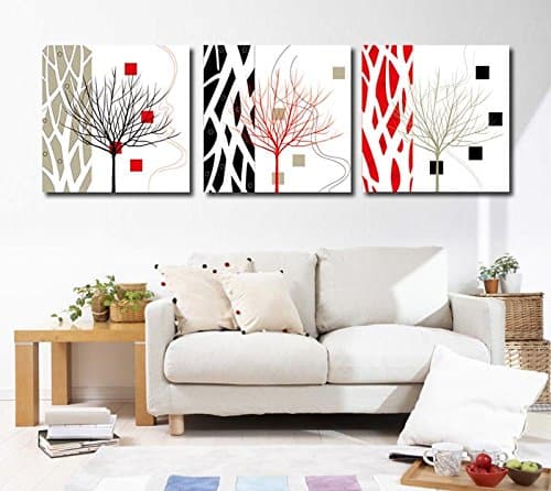 Black White And Red Wall Art Trees Modern Canvas Prints Artwork 3 Panels Abstract Oil Paintings Pictures Photo Print on Canvas Wall Art for Home Decor