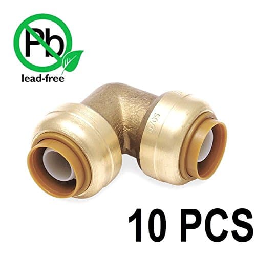 Push-Fit 1/2" Inch Push to Connect Lead-Free 90 Elbow Bag of Brass / 10 / 0.5