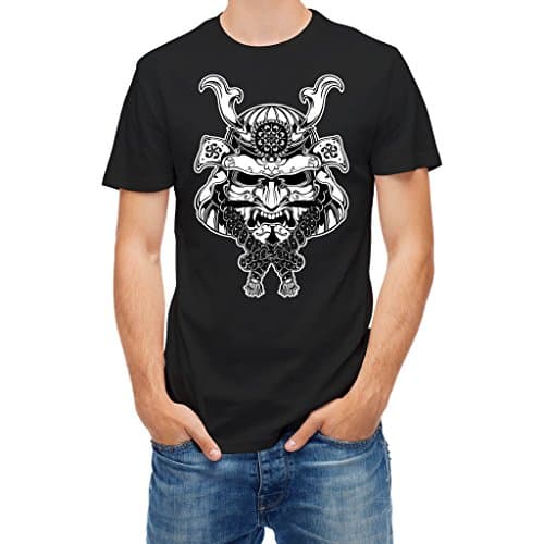 T shirt Samurai Warrior Mask Black XL