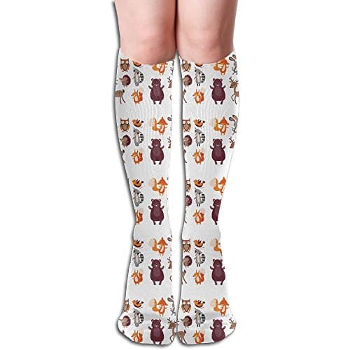 Happy Animals Fox Rabbit Bird Bear Owl Below The Knee High Socks Sports Athletic Casual Tube