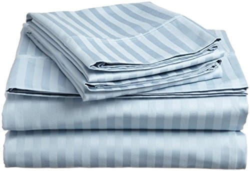 Fab Linens New Collection 500 Thread Count 100% Egyptian Cotton Striped Blue Cal-king Sheet Set with 21" Deep Pockets