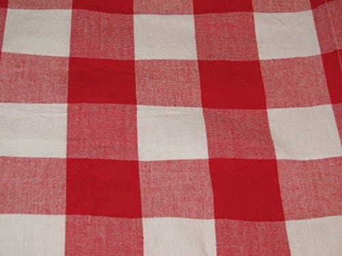 ForestLn House Tablecloth 100% Cotton rectangle. Checkers Red and White color. 52 inch x 52 inch. Seats for 4 persons. for Kitchen, Home dining and Picnic. Fabric cover.
