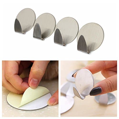 4 PCS Stainless Steel Self Adhesive Hook Traceless Strong Sticky