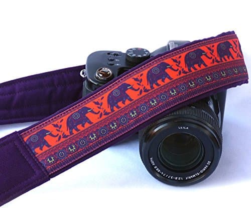 Lucky Elephants Camera Strap. Dark Purple Camera Strap. DSLR SLR Camera Strap. Canon, Others, Nikon Camera Strap; 049