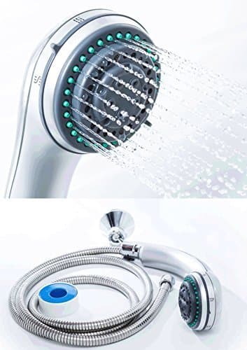 Samplus Handheld Massage Showerhead Set with Extra Long Stainless Steel Extensible Hose and Adjustable Wall Bracket & Teflon Tape for Free!!