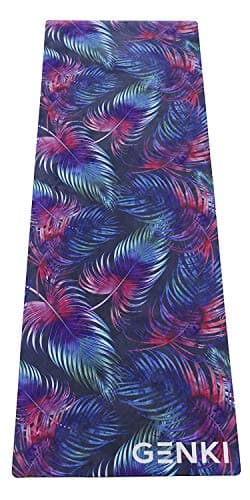 GENKI Yoga Mat | Includes Mat Carry Strap | Eco-Friendly | 2-in-1 Non Slip Mat+Towel | 3mm Thick Yoga Mat | Natural Tree Rubber | Machine Washable | Hot Yoga, Ashtanga, Fitness, Pilates