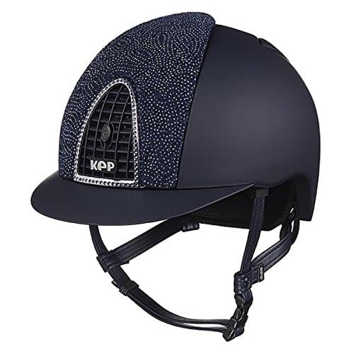 Cap Chrome Textile Blue with Blue Velvet Damask and Frame svarowski Riding Helmets Kep-Italy
