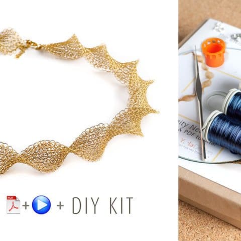 Infinity Necklace Making Kit - Handmade Jewelry DIY Pattern and Supply Crochet Kit - Making Jewelry Findings - Beginners Craft Kit