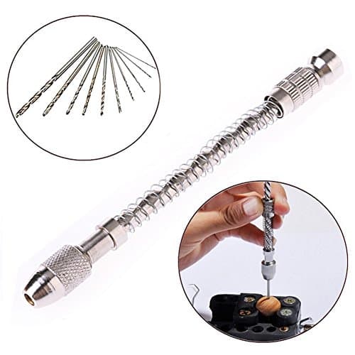 Hand Drill with Twist Bits Set of 11 Pcs Model Hand Drill Set Small Spring Hand Drill Rotary for models and Hobby