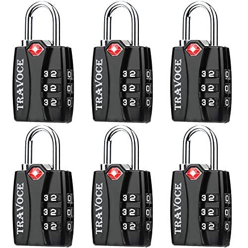 TravoceTSA Approved Luggage Locks, Travel Locks Which Also Work Great as Gym Locks, Suitcase, Backpack and More, 1,2,4 & 6 Pack